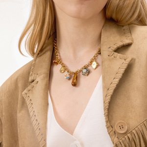 Collier Pendentif Femme En Acrylique Doré, En Acier Inoxydable Étanche, Avec Pendentif Goutte Personnalisable (1 Pièce) h5 Image4