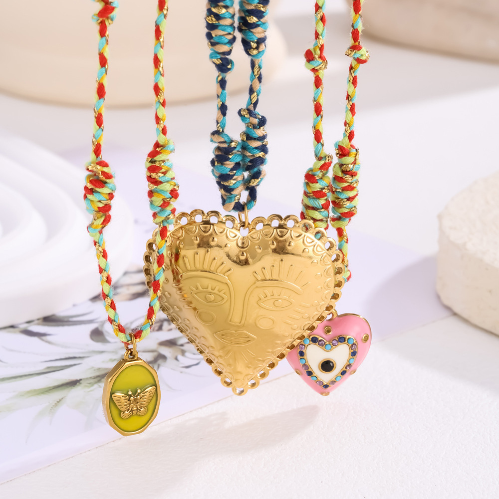 Collier Pendentif Femme En Acier Inoxydable Imperméable Avec Pendentif Cœur Romantique (1 Pièce) Image3