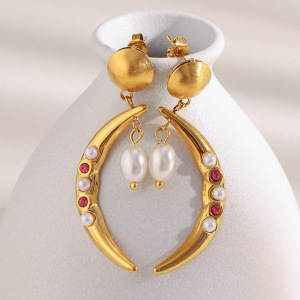Boucles D'Oreilles Pendantes Daily Moon Daily Moon Pour Femme, En Acier Inoxydable Étanche (1 Paire) h5 Image2
