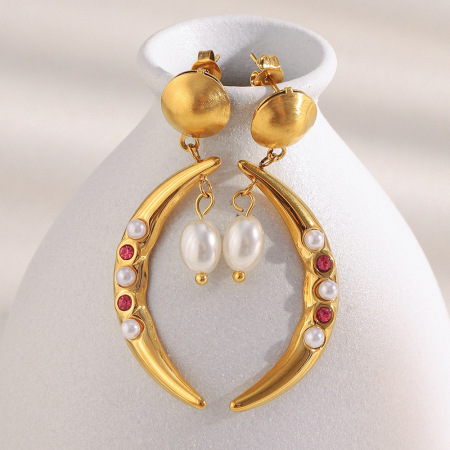 Boucles d'oreilles pendantes Daily Moon Daily Moon pour femme, en acier inoxydable étanche (1 paire) 2