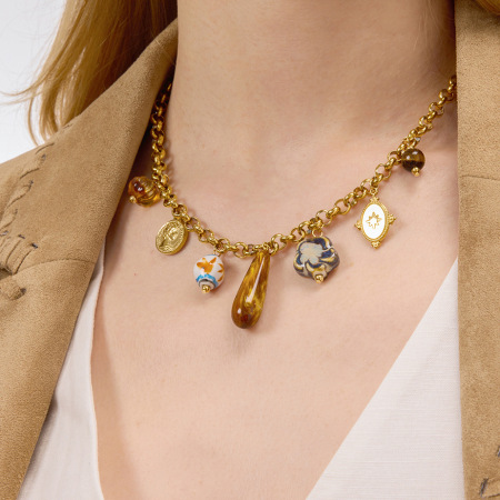 Collier pendentif femme en acrylique doré, en acier inoxydable étanche, avec pendentif goutte personnalisable (1 pièce)