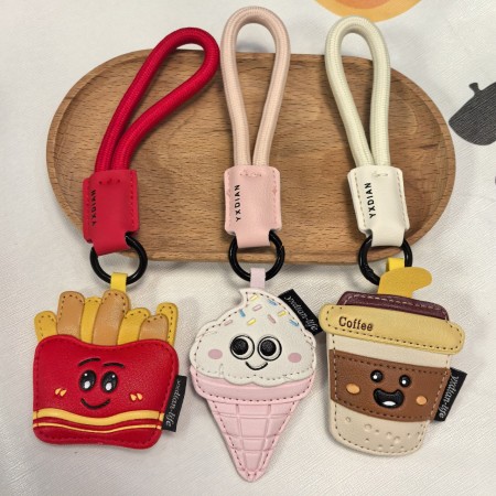 1 breloque de sac en cuir en forme de nourriture de dessin animé mignon 2