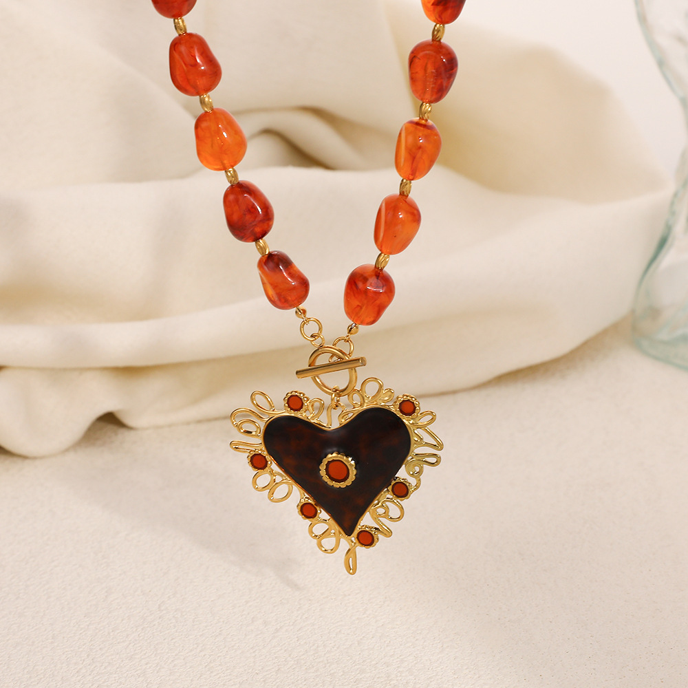 Collier De Perles Ethnique De Forme Irrégulière En Acier Inoxydable Étanche Pour Femme (1 Pièce) Image3