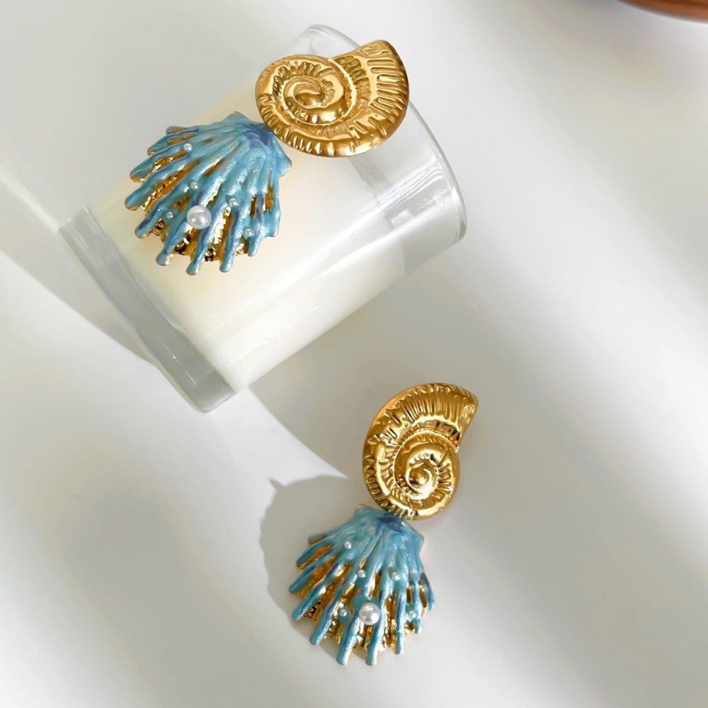 1 Paire De Boucles D'Oreilles Pendantes En Émail Couleur Or Image4