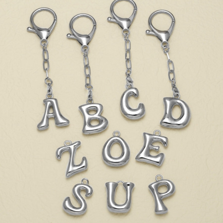 Porte-clés en cuivre avec lettres à bulles, 1 pièce