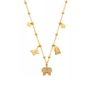 Collier Pendentif Femme En Acier Inoxydable Doré, Motif Phalaenopsis, 1 Pièce h5 
