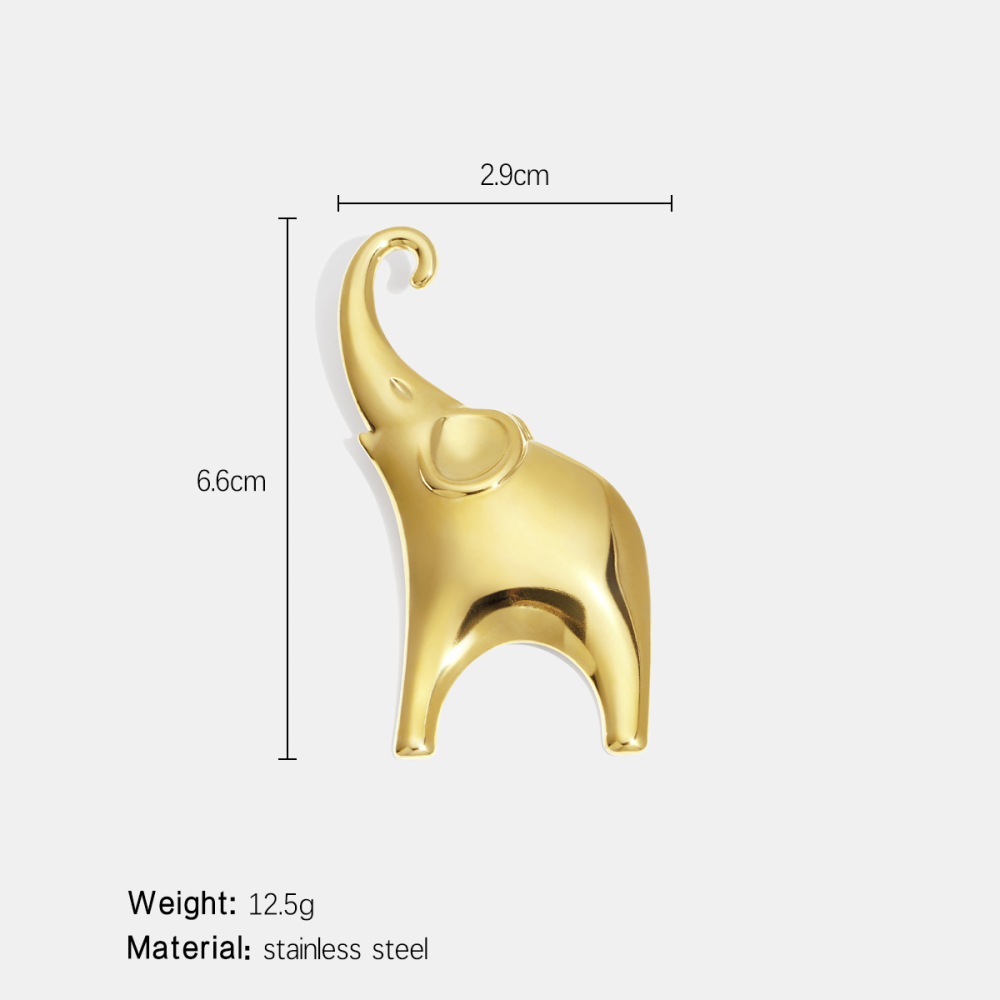 Broche En Acier Inoxydable Doré, En Forme D'Éléphant (1 Pièce) Image2