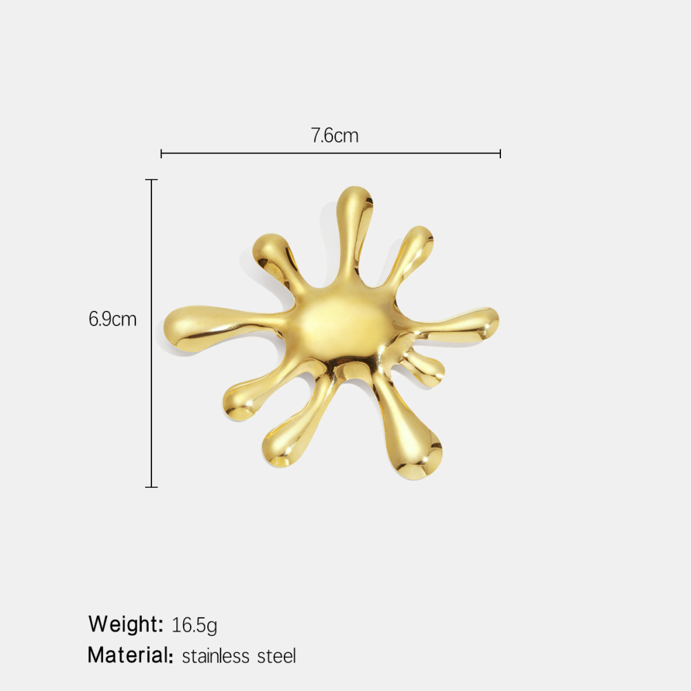 Broche En Acier Inoxydable Doré, Forme Irrégulière, Étanche (1 Pièce). h5Image2
