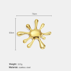 Broche En Acier Inoxydable Doré, Forme Irrégulière, Étanche (1 Pièce). h5 Image2