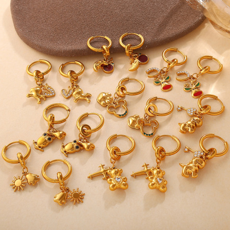 1 paire de boucles d'oreilles pendantes en acier inoxydable étanche couleur or à faire soi-même