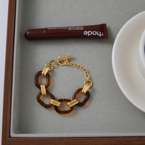 Bracelet À Maillons Pour Femme, En Acier Inoxydable Imperméable Et Acrylique, Coloris Dégradé Classique (1 Pièce). h5 Image4