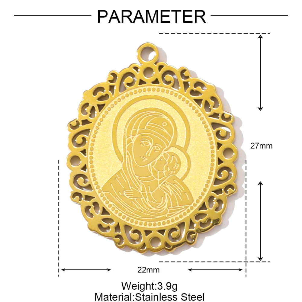 Pendentif Femme Luxueux En Acier Inoxydable, Zircon Et Motif Trèfle (1 Pièce) Image2