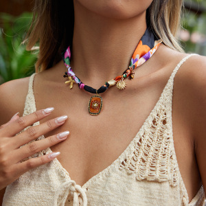 Collier Pendentif Femme En Acier Inoxydable, Imperméable, Couleur Or, Imprimé Léopard Soleil, 1 Pièce h5 Image5