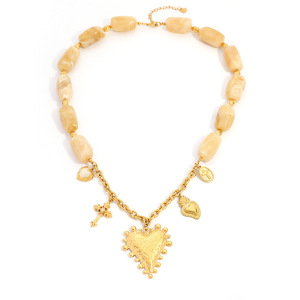 Collier Pendentif Femme Luxueux En Acier Inoxydable Étanche, Représentant Un Cœur Et Une Croix. h5 Image5