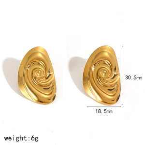 1 Paire De Boucles D'Oreilles À Clous En Acier Inoxydable Doré, Motif Vortex h5