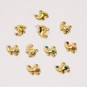 Pendentif Femme Simple Et Mignon En Acier Inoxydable Étanche, Motif Éléphant, À Faire Soi-Même (1 Pièce) h5 Image3