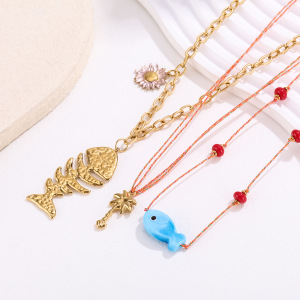 Collier Pendentif Femme En Acier Inoxydable Et Verre Étanche, Orné D'Un Poisson Exquis (1 Pièce) h5 Image2