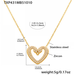 Ensembles De Bijoux Pour Femmes Luxueux En Acier Inoxydable, Ornés D'Un Cœur De Cygne, Étanches Et De Zircon Doré. h5