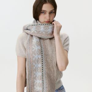 Écharpe D'Hiver Vintage En Laine Fair Isle Pour Femme, 1 Pièce h5 Image2