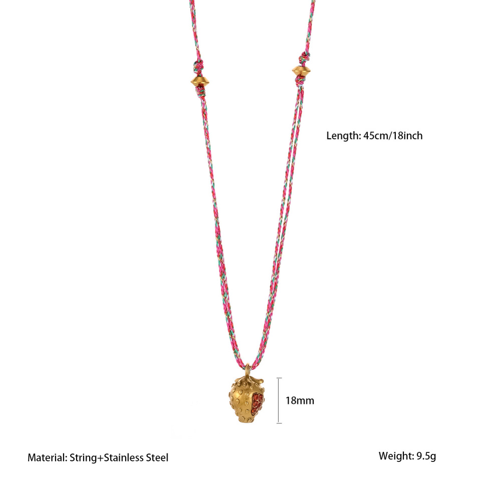 Collier Tressé Sophistiqué Pour Femme, En Acier Inoxydable Imperméable, Motif Fraise (1 Pièce)