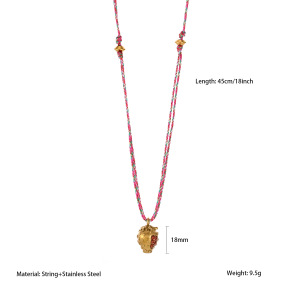 Collier Tressé Sophistiqué Pour Femme, En Acier Inoxydable Imperméable, Motif Fraise (1 Pièce) h5