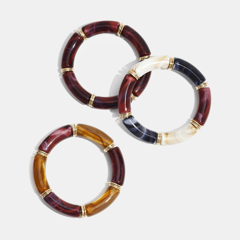 1 Bracelet Rétro En Perles Acryliques Dégradées De Couleurs Image5