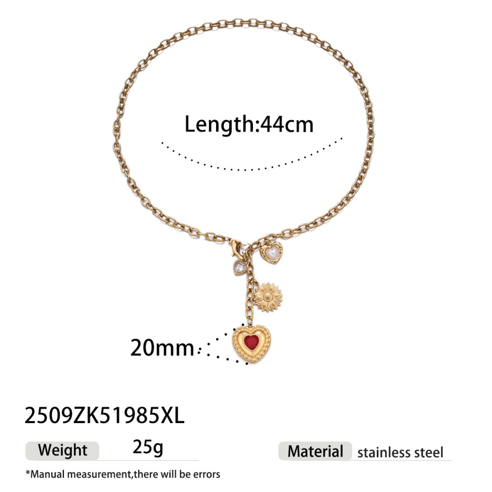 Ensemble De Colliers En Acier Inoxydable Imperméable En Forme De Cœur Et Agate Rouge 