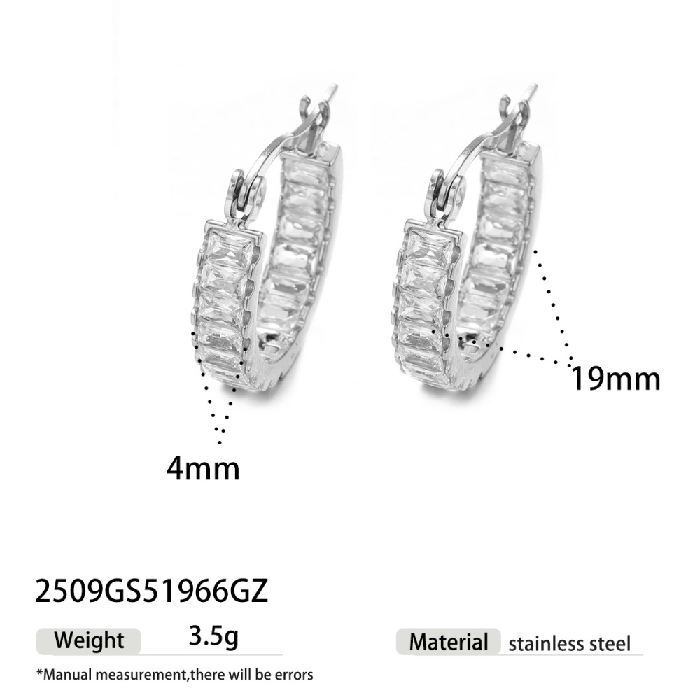 1 Paire De Boucles D'Oreilles Créoles En Acier Inoxydable Étanches Avec Zircon