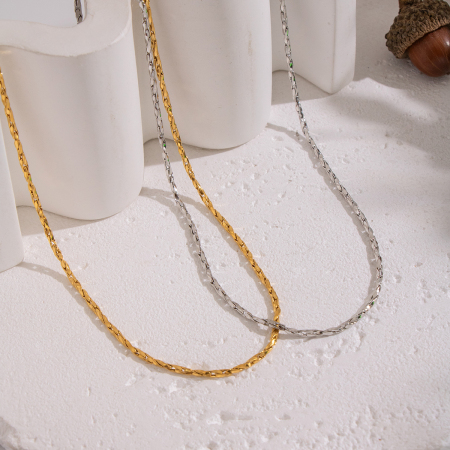 Collier simple en acier inoxydable étanche couleur or (1 pièce) 2