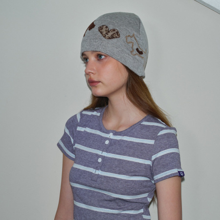 1 bonnet tricoté en laine mélangée à motif léopard et cœur mignon 2