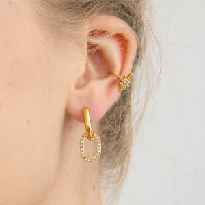 1 Paire De Boucles D'Oreilles Minimalistes Rondes En Acier Inoxydable Étanche Couleur Or Avec Zircon Pour Femme h5 Image4