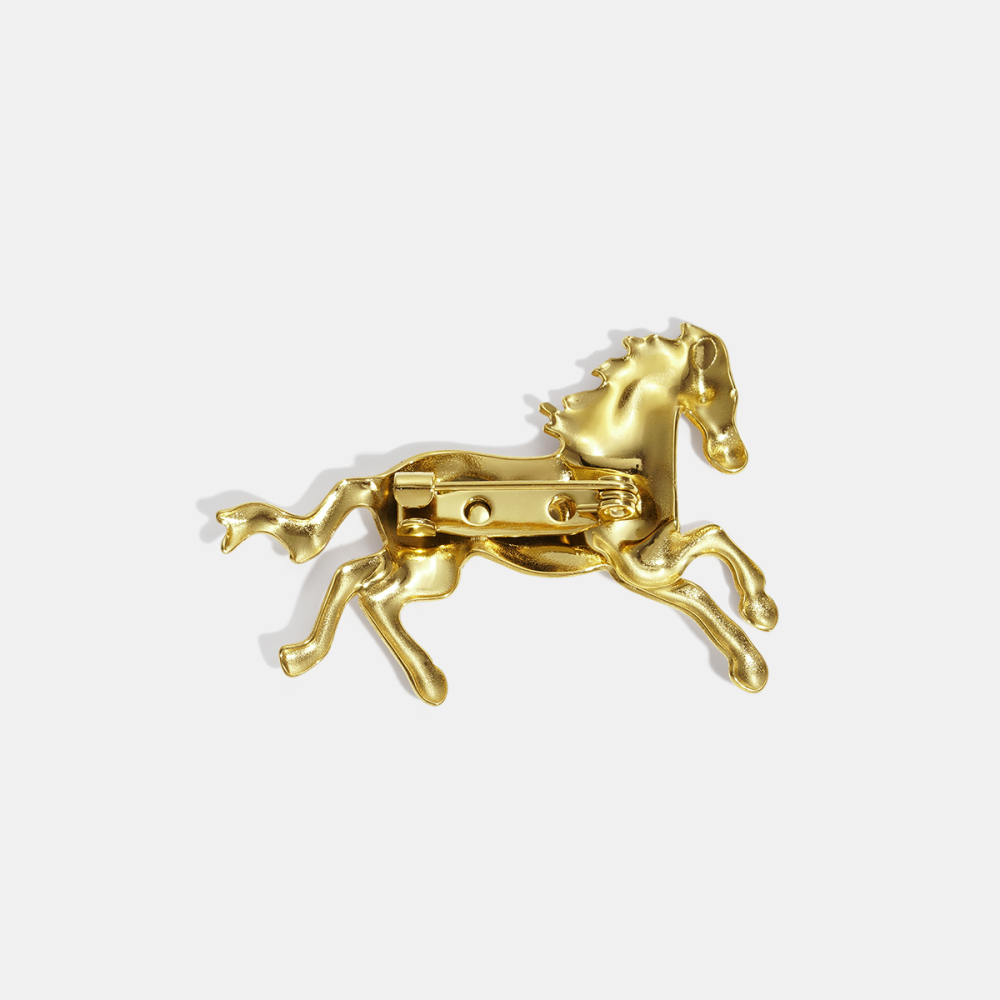 Broche En Acier Inoxydable Doré, Étanche, En Forme De Cheval (1 Pièce). Image5