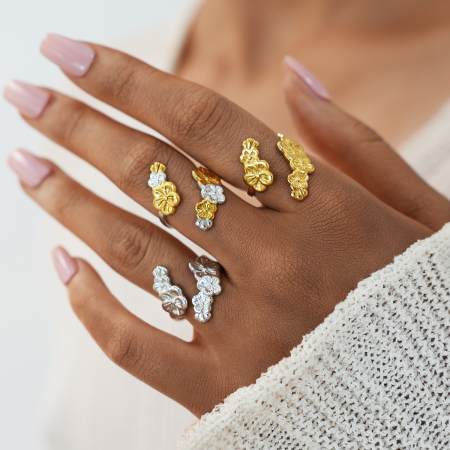 Bague Femme Simple, Rétro, À Motif Floral, En Acier Inoxydable Étanche, Couleur Or (1 Pièce). 2