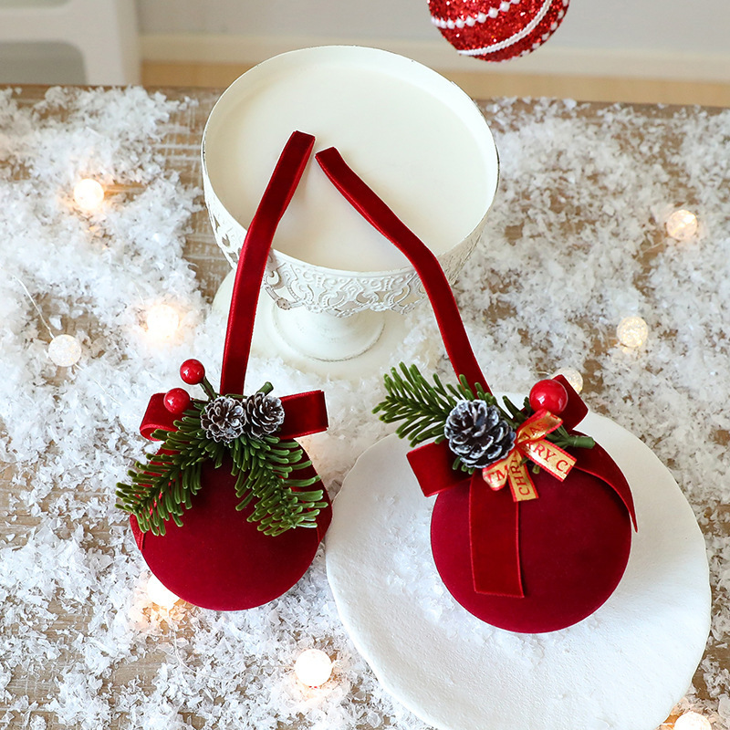 1 Pièce De Décorations De Fête De Noël Rouges Floquées h5Image4