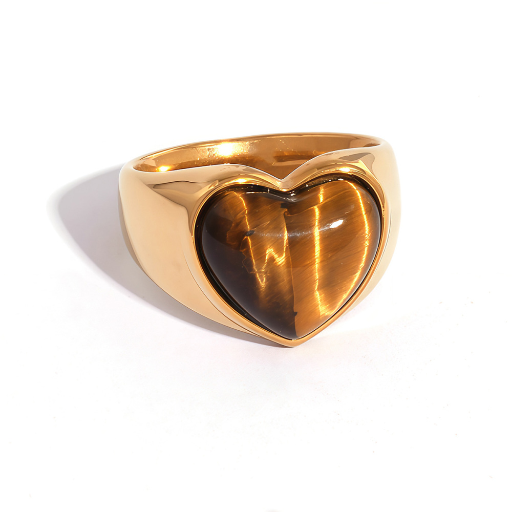 Bague Femme Rétro De Forme Irrégulière En Acier Inoxydable Étanche Couleur Or (1 Pièce) 