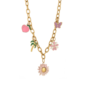Collier Pendentif Femme En Acier Inoxydable Étanche, Motif Cœur Complexe (1 Pièce) h5 Image2