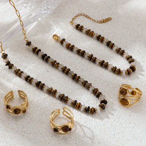Ensemble De Colliers En Acier Inoxydable Avec Perles En Pierre Naturelle h5 Image2