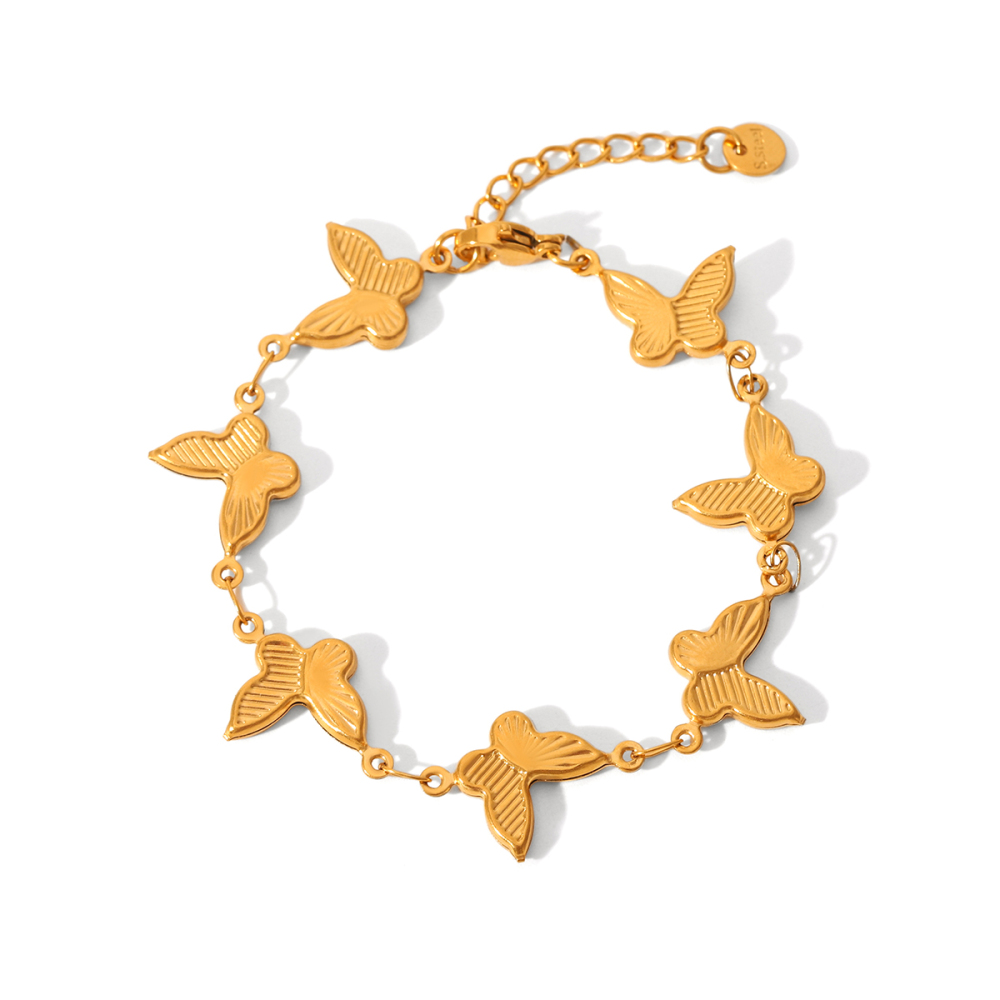 Bracelet Élégant En Acier Inoxydable Étanche, Couleur Or, Avec Breloque En Zircon (1 Pièce).