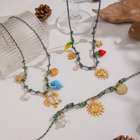 Collier pendentif océanique en chaîne de corde romantique 1 pièce