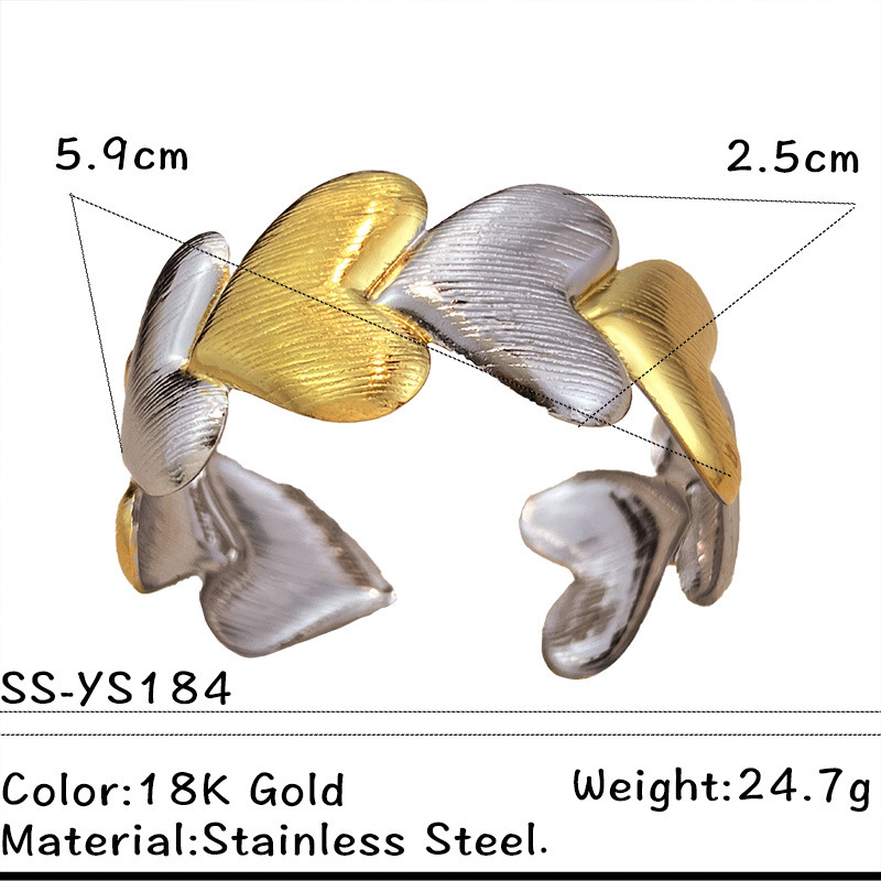 Bracelet Manchette En Acier Inoxydable Étanche En Forme De Cœur, 1 Pièce, Couleurs Assorties