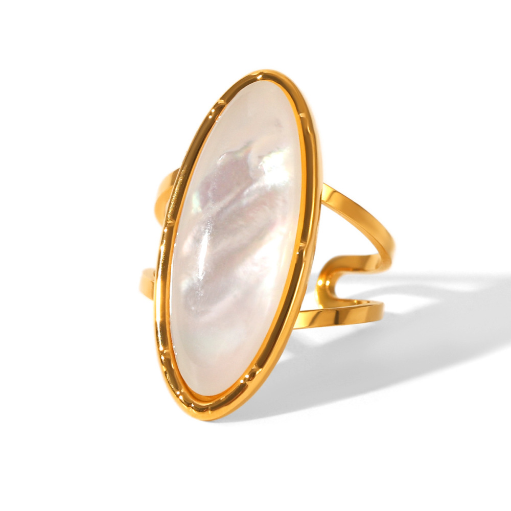Bague Simple En Acier Inoxydable Étanche Couleur Or, Style Coquillage (1 Pièce) Image6