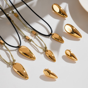 Ensembles De Bijoux Pour Femmes En Acier Inoxydable De Forme Irrégulière, Étanches Et De Couleur Dorée h5 Image4