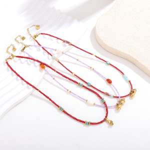 Collier De Perles Vintage Pour Femme, 1 Pièce, Pierres Naturelles De Couleurs Mélangées h5 Image3