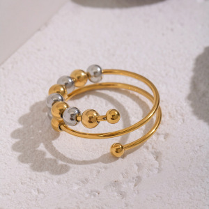 Bague Statement En Acier Inoxydable Imperméable Avec Perles (1 Pièce) h5 Image4