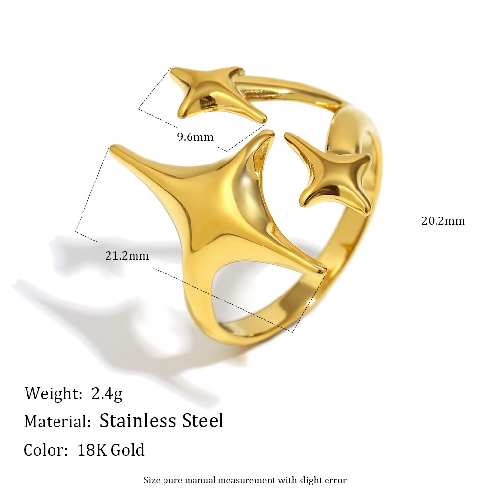 Bague Tendance Daily Star Imperméable Et Résistante À La Décoloration, En Acier Inoxydable (1 Pièce), Collection Simple Series. 