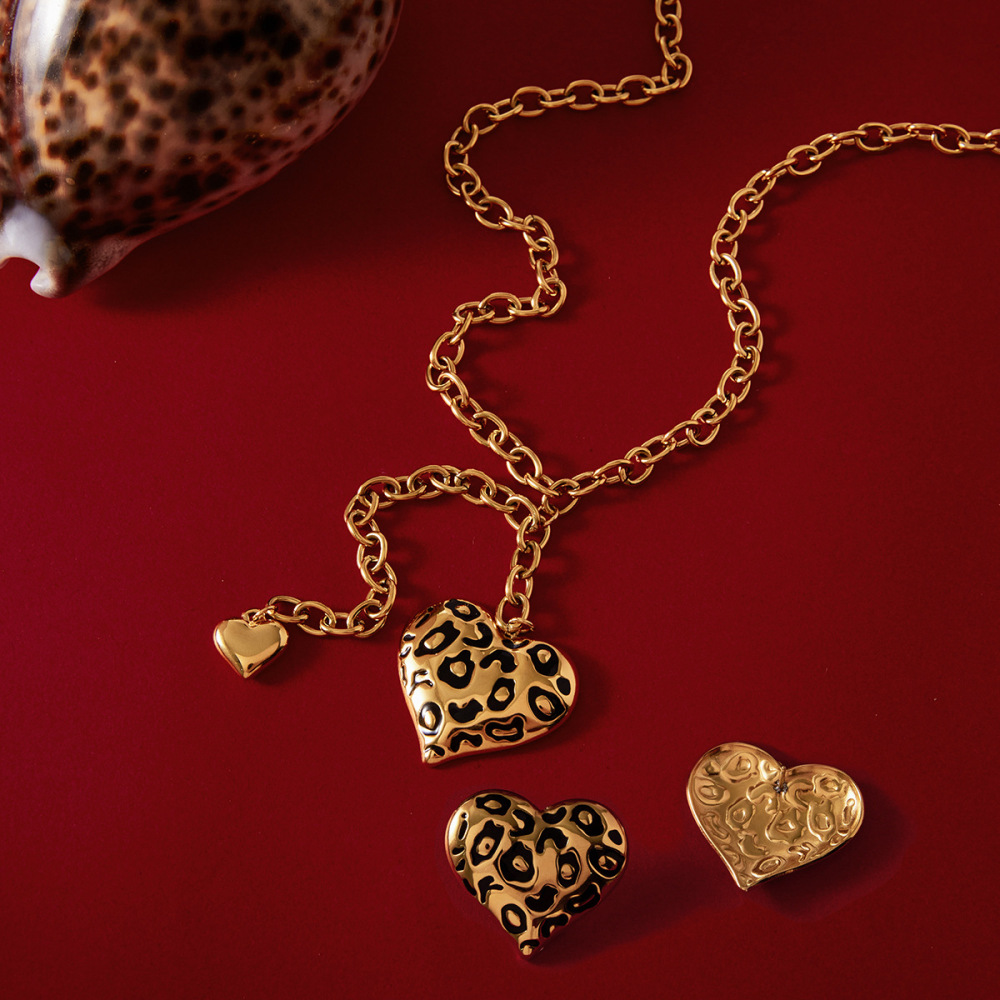 Ensembles De Bijoux Pour Femmes En Acier Inoxydable Doré, Imprimé Léopard Sexy Image4