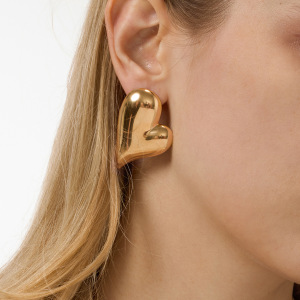 Ensembles De Bijoux Pour Femmes En Acier Inoxydable Imperméable, Forme Cœur Irrégulière Classique, Couleur Or h5 Image3
