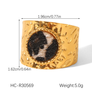 Bague Léopard En Acier Inoxydable Étanche Couleur Or (1 Pièce) h5 Image2