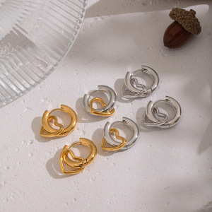 Boucles D'Oreilles Pendantes En Acier Inoxydable Imperméable En Forme De Cœur, Couleurs Assorties (1 Paire) h5 Image2