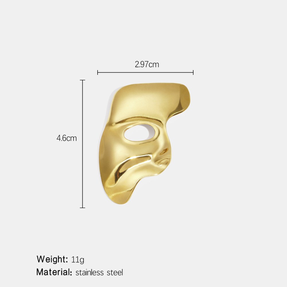 Broche En Acier Inoxydable Doré, Étanche, En Forme De Masque (1 Pièce) Image2
